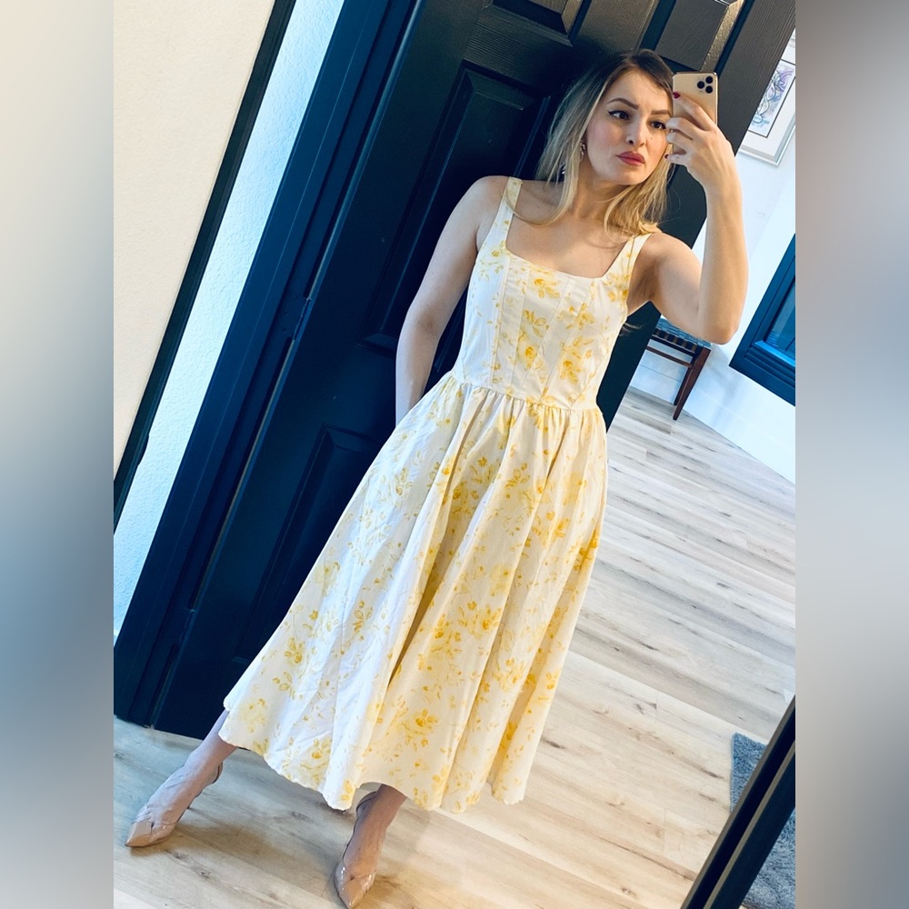 011 JASON WU ‘Sarah’ Boned Top Floral Yellow Dress NWT